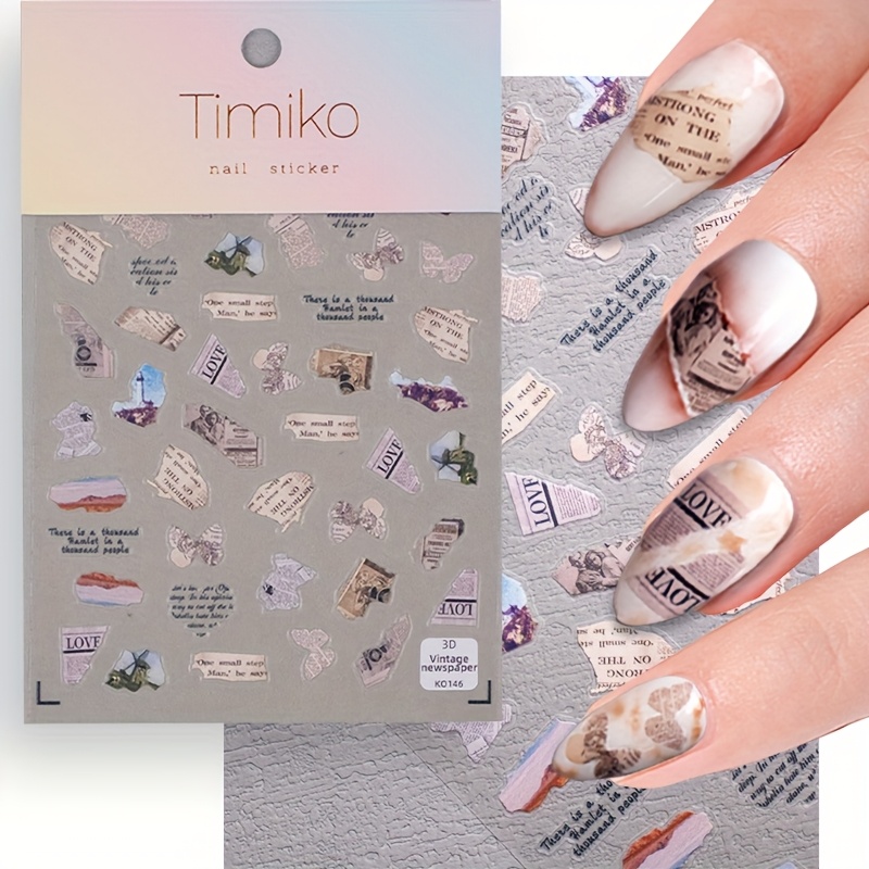 Image of 1 Newspaper Magazine Style Nail Art Sticker With Fashionable European Style Portrait Theme Suitable For Diy Use By Women And