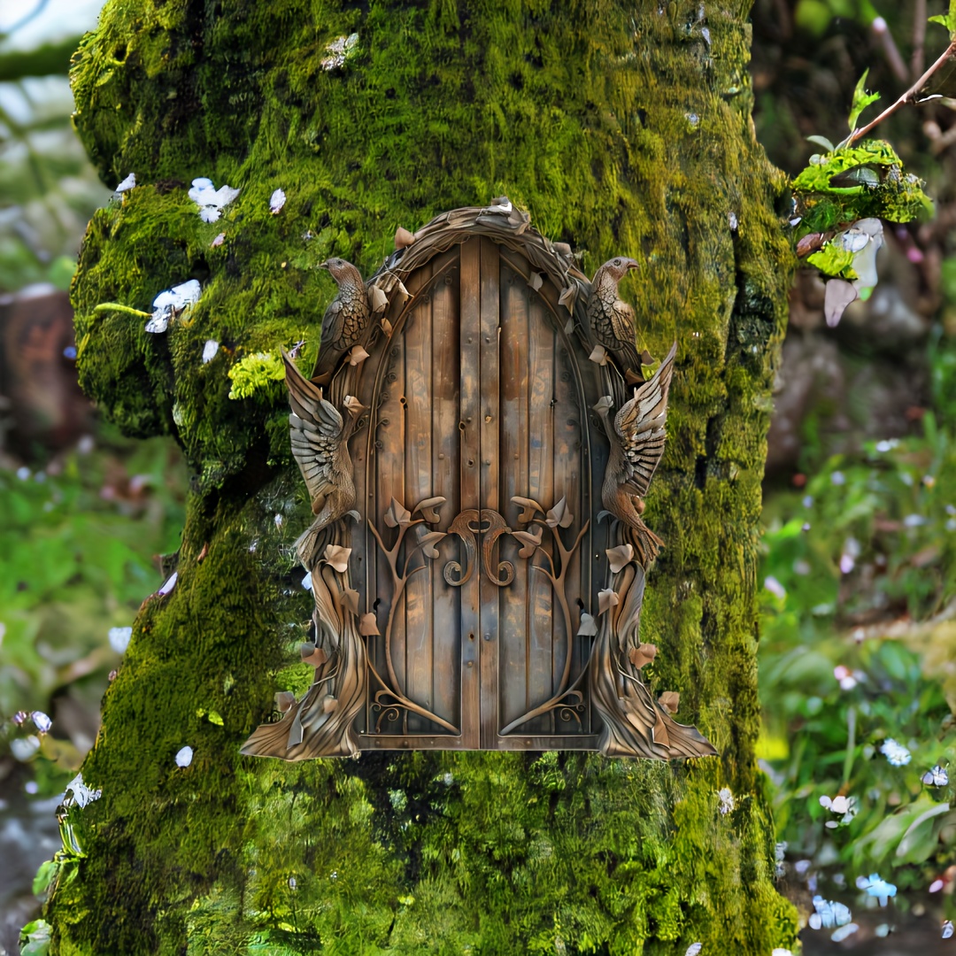 

Wooden Elf Door - 1pc Outdoor Garden Decor, No Power Needed