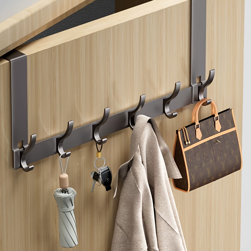 

Easy-install Aluminum Over-the-door Hook - Space-saving Wall Mount For Clothes, Hats & More - Bedroom & Dorm Storage