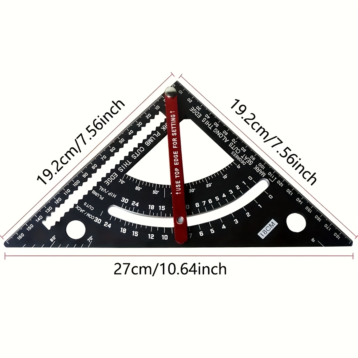 Image of 7-inch Aluminum Alloy Multi-functional Triangle Ruler, Thickened 90-degree Square, For Woodworking And Drafting, Precise Angle Measurement, Sturdy Uncharged Drafting Equipment