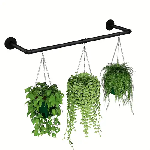 bf 36 2 inch metal wall ceiling mounted indoor plant hanger rod black hanging planters rod for ferns pothos indoor plants sturdy space saving design pots not included window plant holder sleek black secure mounting rod