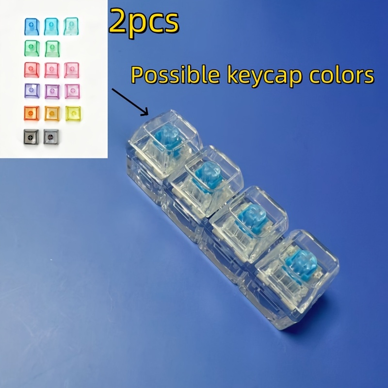 TEMU 2pcs Transparent 4-keycap Fingertip Keychain | Compact And Exquisite, Finger Keyboard Button-style Toy, Mechanical Keyboard Keycap, Office