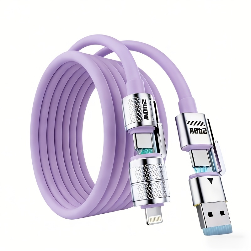 This Is a Versatile 4-In-1 USB C Lightning Data Cable That Can Deliver Up to 240W of Charging Power. It Is Compatible with for Iphone 16/15, Macbook, And Ipad, And Supports Lightning, Type C, And USB A Interfaces 4 This Is a Versatile 4-In-1 USB C Lightning Data Cable That Can Deliver Up to 240W of Charging Power. It Is Compatible with for Iphone 16/15, Macbook, And Ipad, And Supports Lightning, Type C, And USB A Interfaces - Image 4