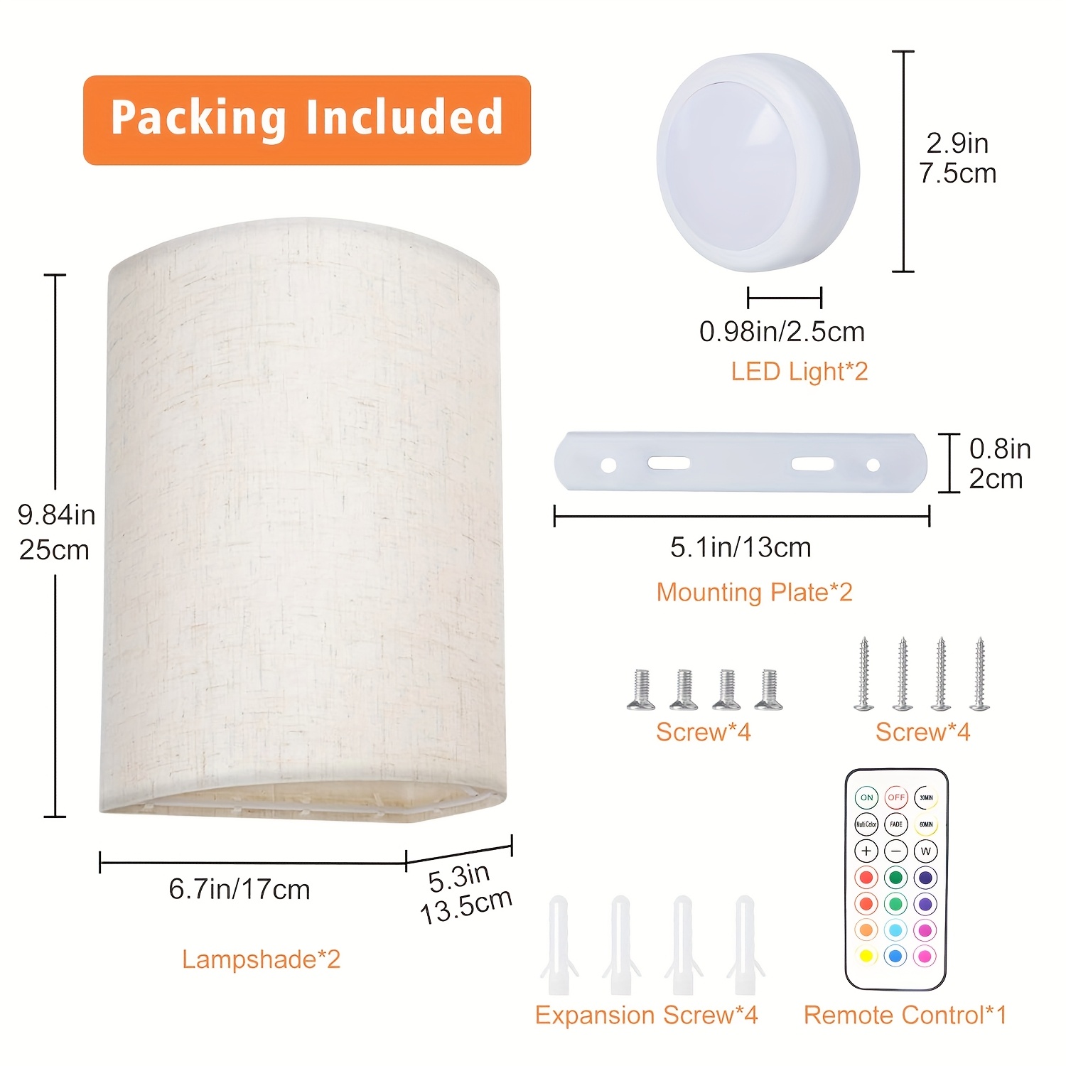 RGBW Remote Controlled LED Wall Lamp Set