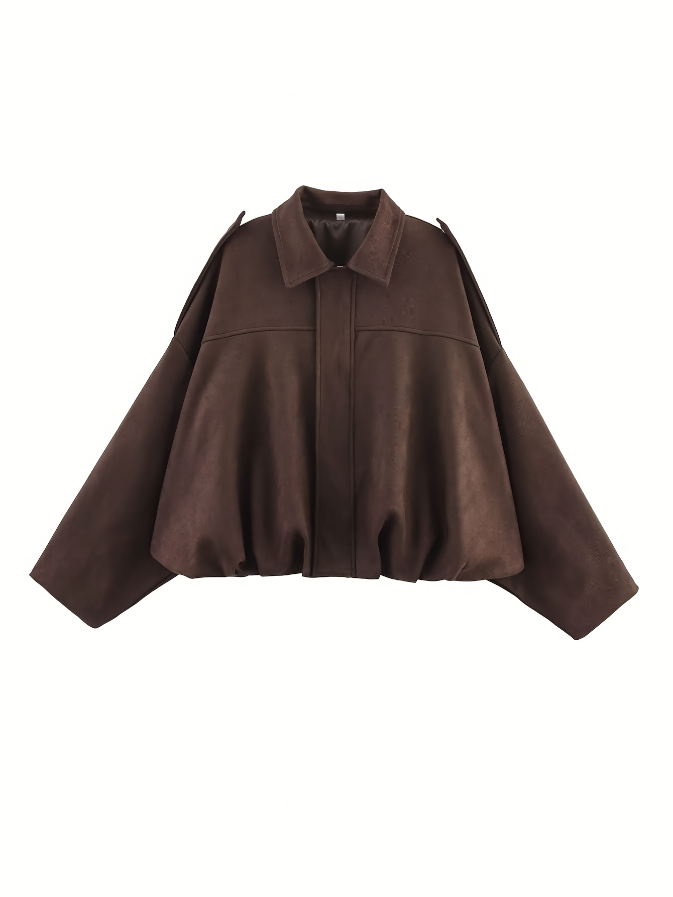   Summer/Autumn Women s Metal Zipper + Batwing Sleeve Oversized Style Turn- Collar Jacket