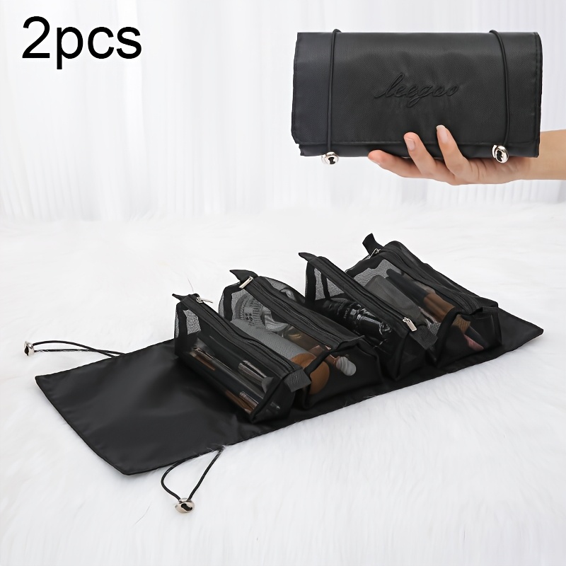 TEMU Cosmetic Bag Travel Organizer Women Mesh Make Up Box Bags Beautician Toiletry Makeup Brushes Lipstick Storage Beauty Case