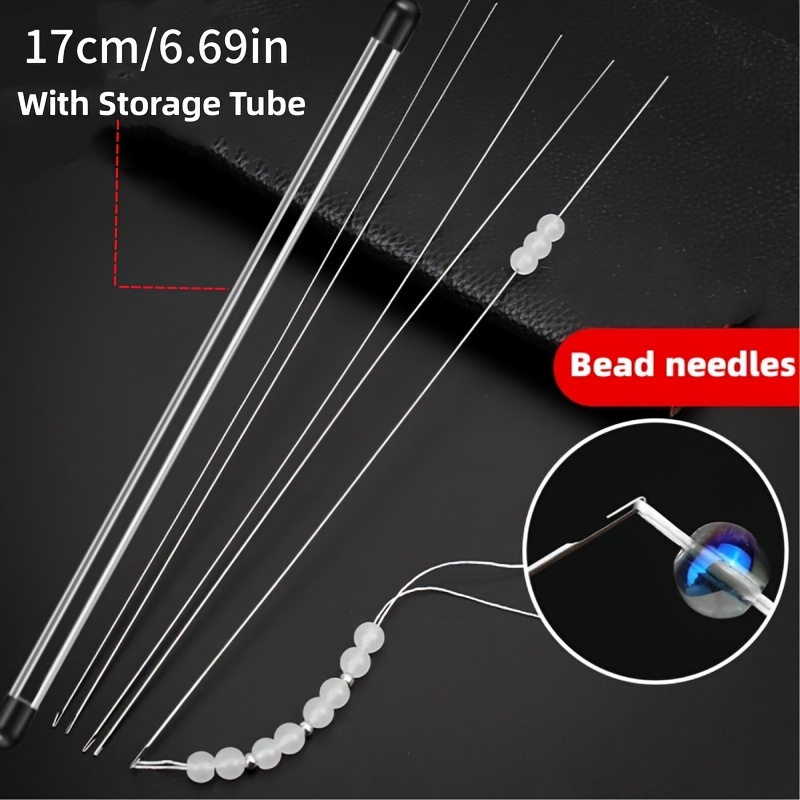 

4/5pcs Set Of Bead Needles With Side For Easy Threading, Suitable For And Diy Bead Making 17cm/6.69inch With Storage Tube