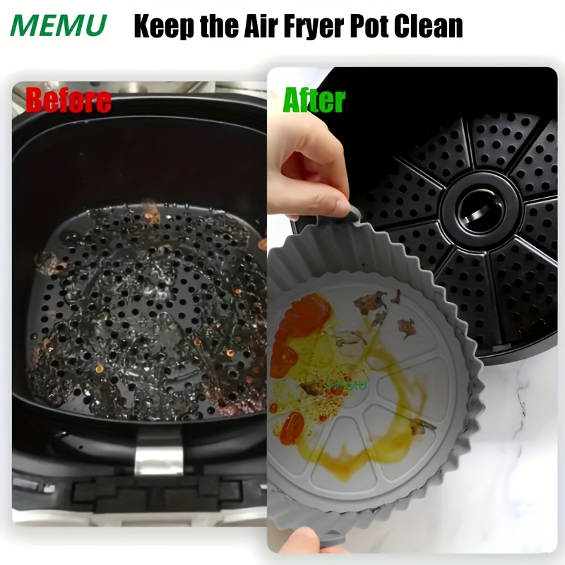 two silicone air fryer mats round air fryer pads reusable baking trays dishwasher safe oven accessories baking tools kitchen gadgets kitchen accessories details 4