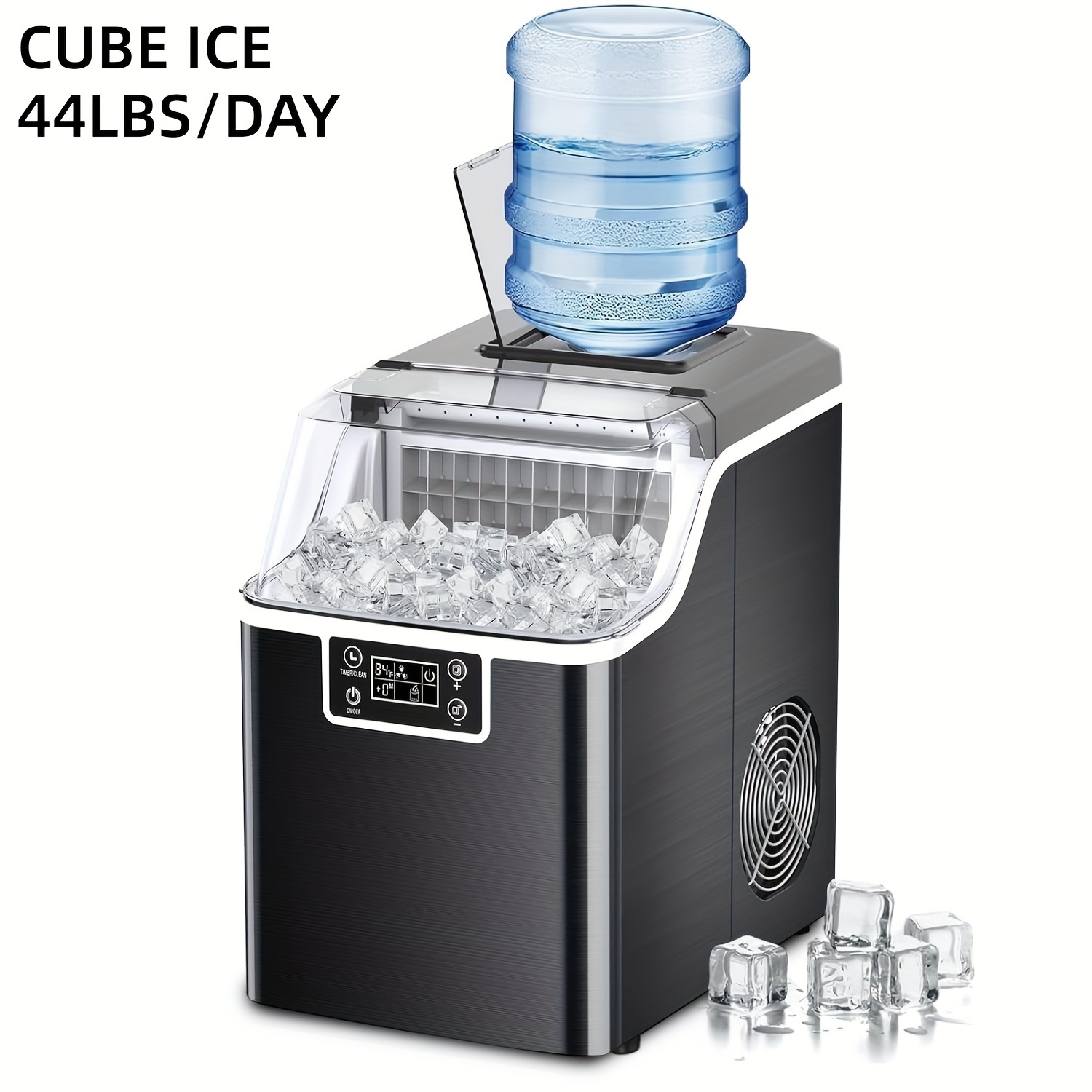 

Ice Maker Countertop, 45lbs/day Pebble Ice Maker Machine With 24h Timer, Self-cleaning Crushed Countertop Ice Maker Silver