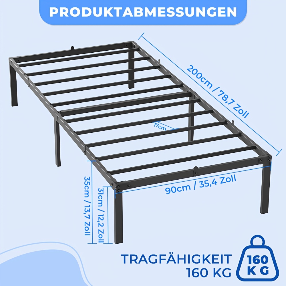 Image of Basic Series Metal Bed Frame, Heavy-duty, Sturdy Mattress Base, Easy To Assemble, Single Bed, 14-inch Mattress Base, Black
