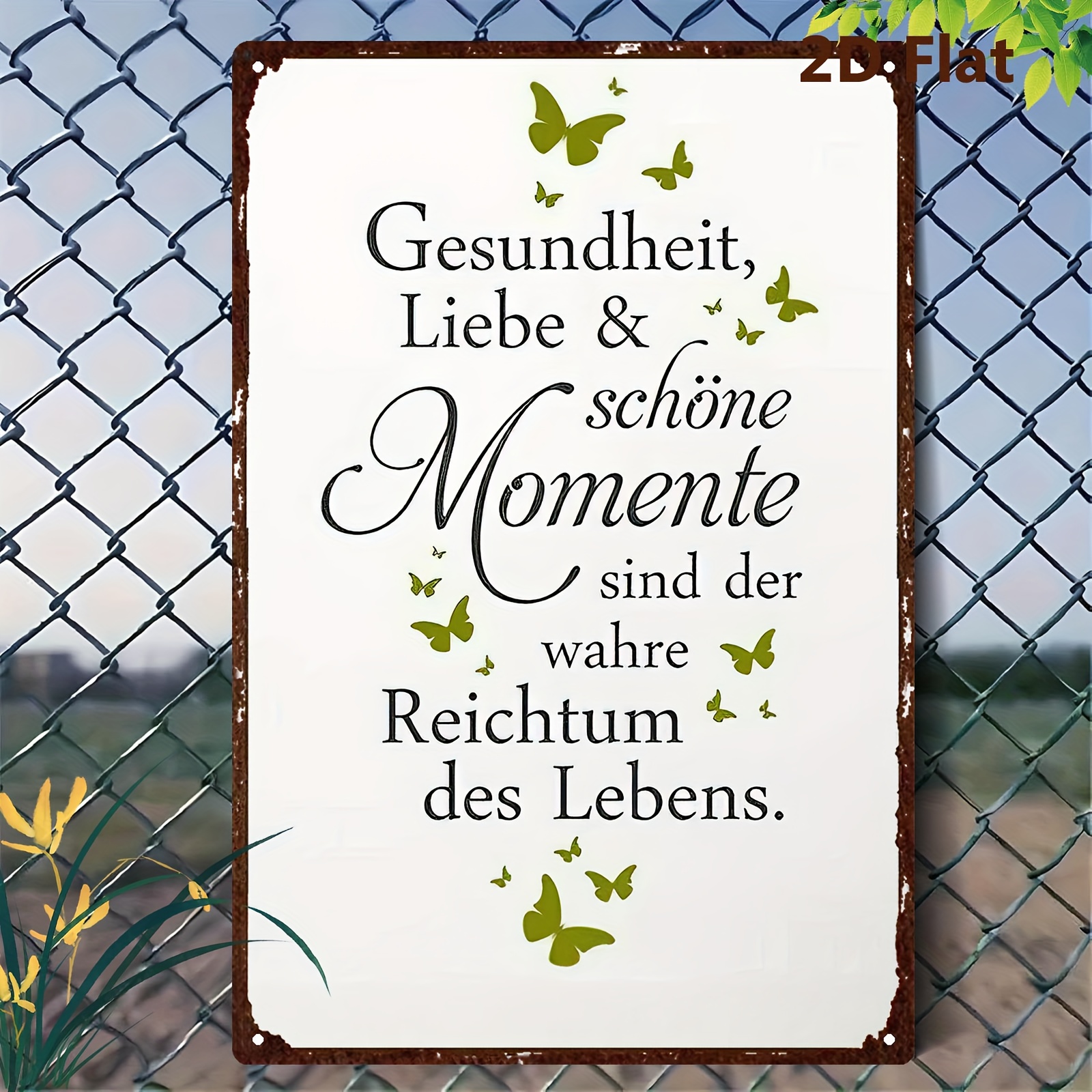 TEMU 2d Flat, 2d Flat Plane, 1pc German-inspired Metal Wall Art Sign With "health, Love & Are The Best Medicine" Quote - Rustic Wrought Iron 8x12