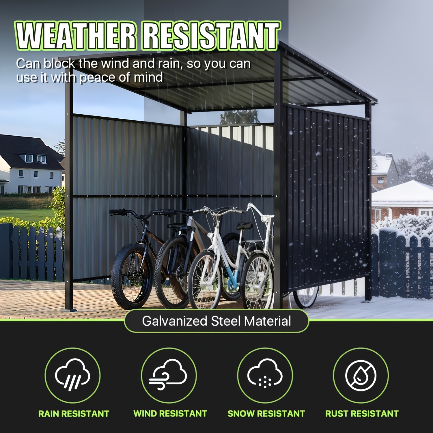 TEMU Ulsmvoc 5.9x6.3ft Outdoor Grill Shed, Heavy Duty Storage Shelter/carports For Bbq Grill & Garden Tools, Metal Gazebo With Ventilated Design For