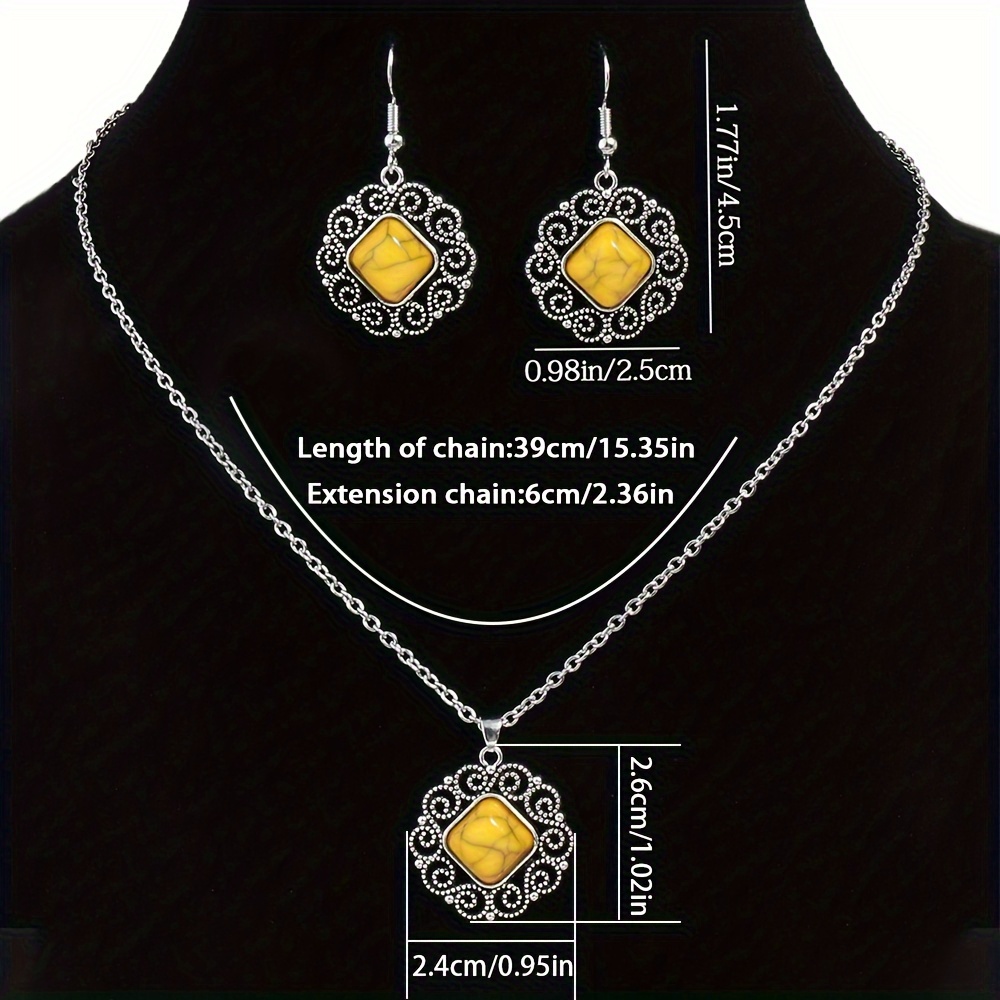3pcs jewelry set inlaid stone decor and 3