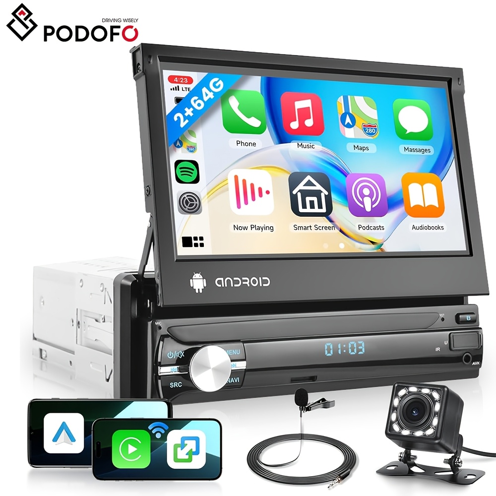 1din For System Autoradio 7" Retractable Screen Car Mp5 Player Car Stereo Radio With Wifi/gps/bt/usb/aux/fm Function + Rearview Camera