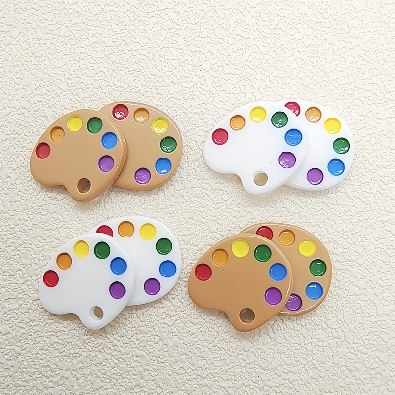 8pcs Mix Acrylic Color Palette Pendant, Simulation Drawing Jewelry Making Charms