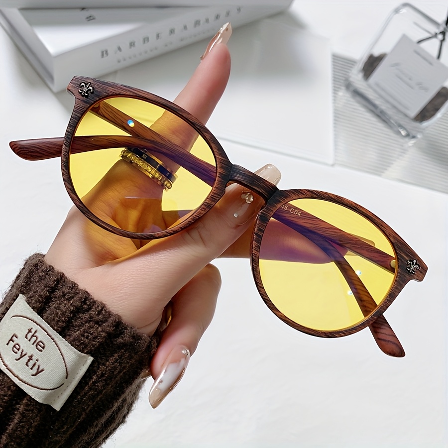 clog designer round frame glasses lenses retro Temu Canada