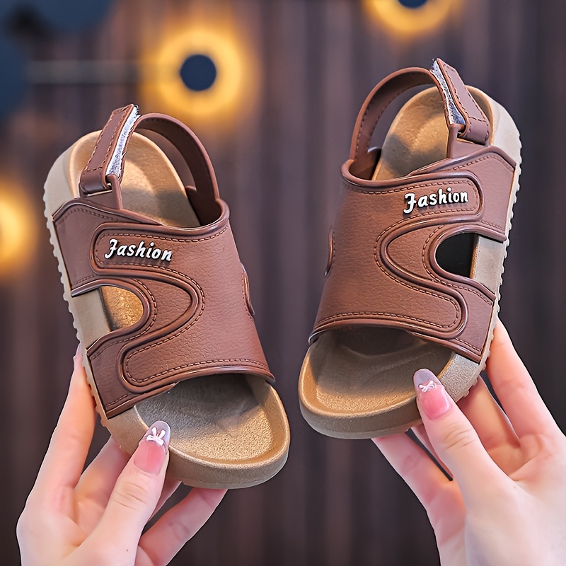 contrast letter decor matte spring summer new children children children soft sole anti slip open toe closure   outing sandals daily school   lightweight breathable shoes