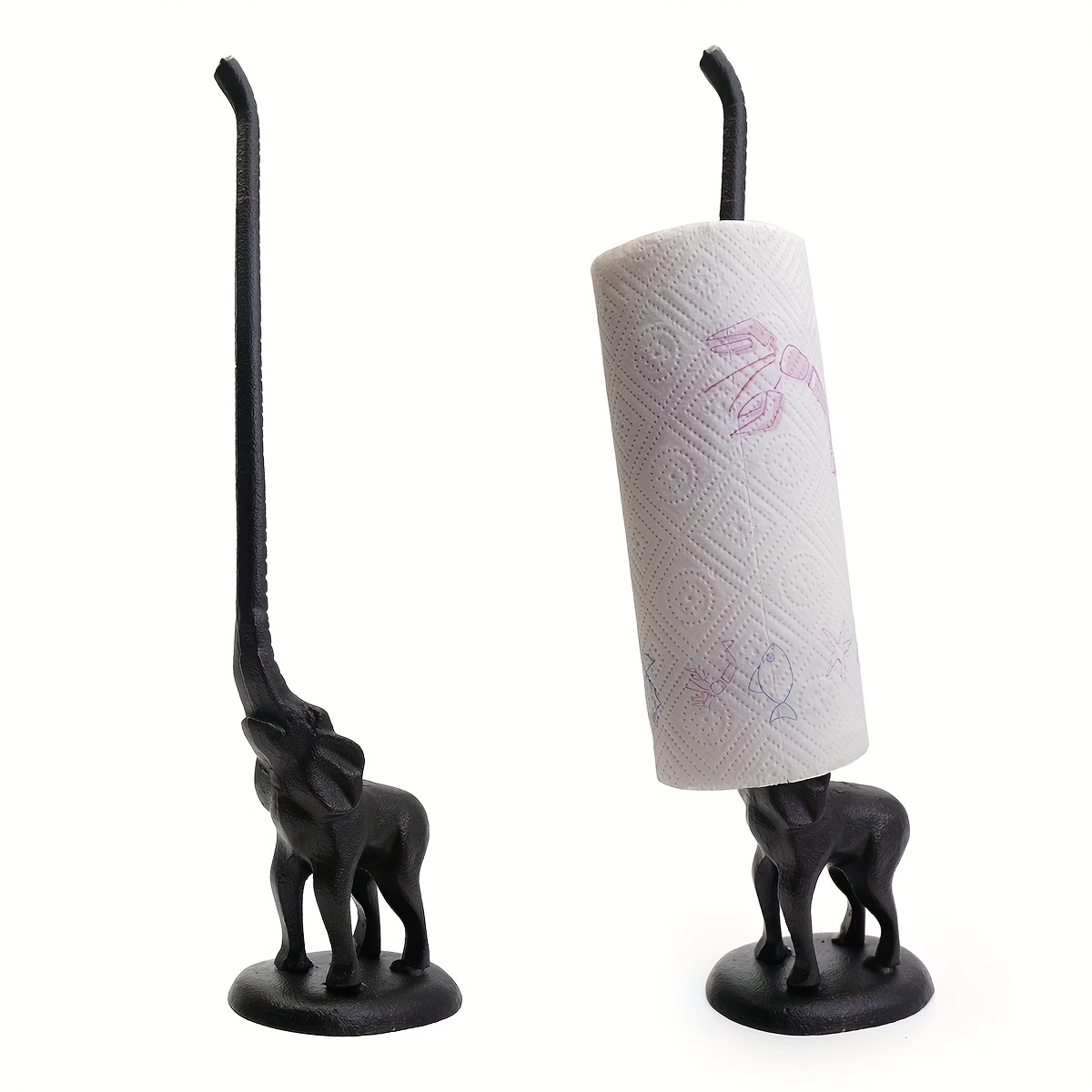 vintage cast iron elephant tissue holder rustic metal wall mounted design with floral   for kitchen bathroom decor   accessory bathroom decor and accessories Product details 2