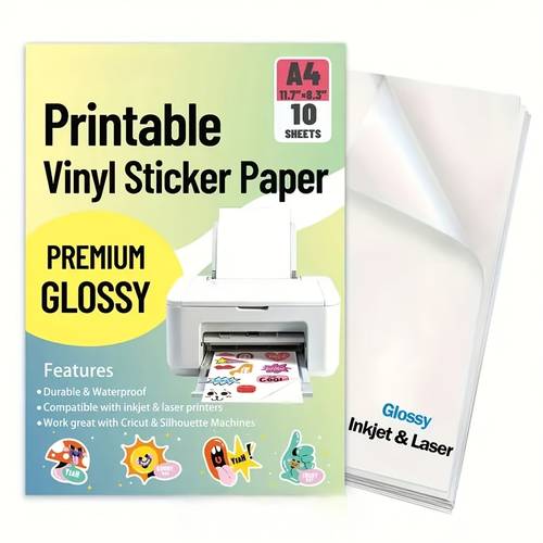 20 sheets glossy vinyl sticker paper a4 size 21 08 x 29 72 cm inkjet printable self waterproof