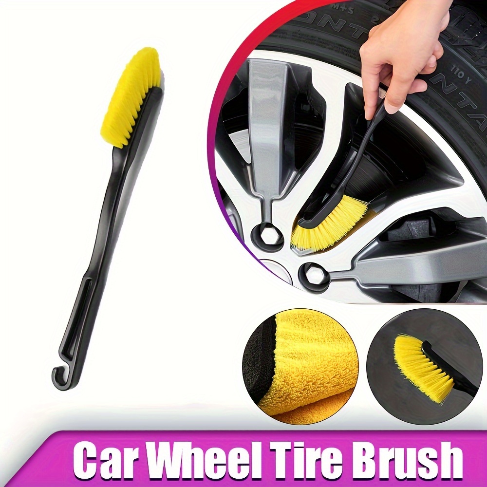 

1pc Car Wheel Tire Brush, Rim Detail Brush Truck, Wheel Wash Cleaning Detail Brush, Plastic Handle Car Washing And Cleaning Tool
