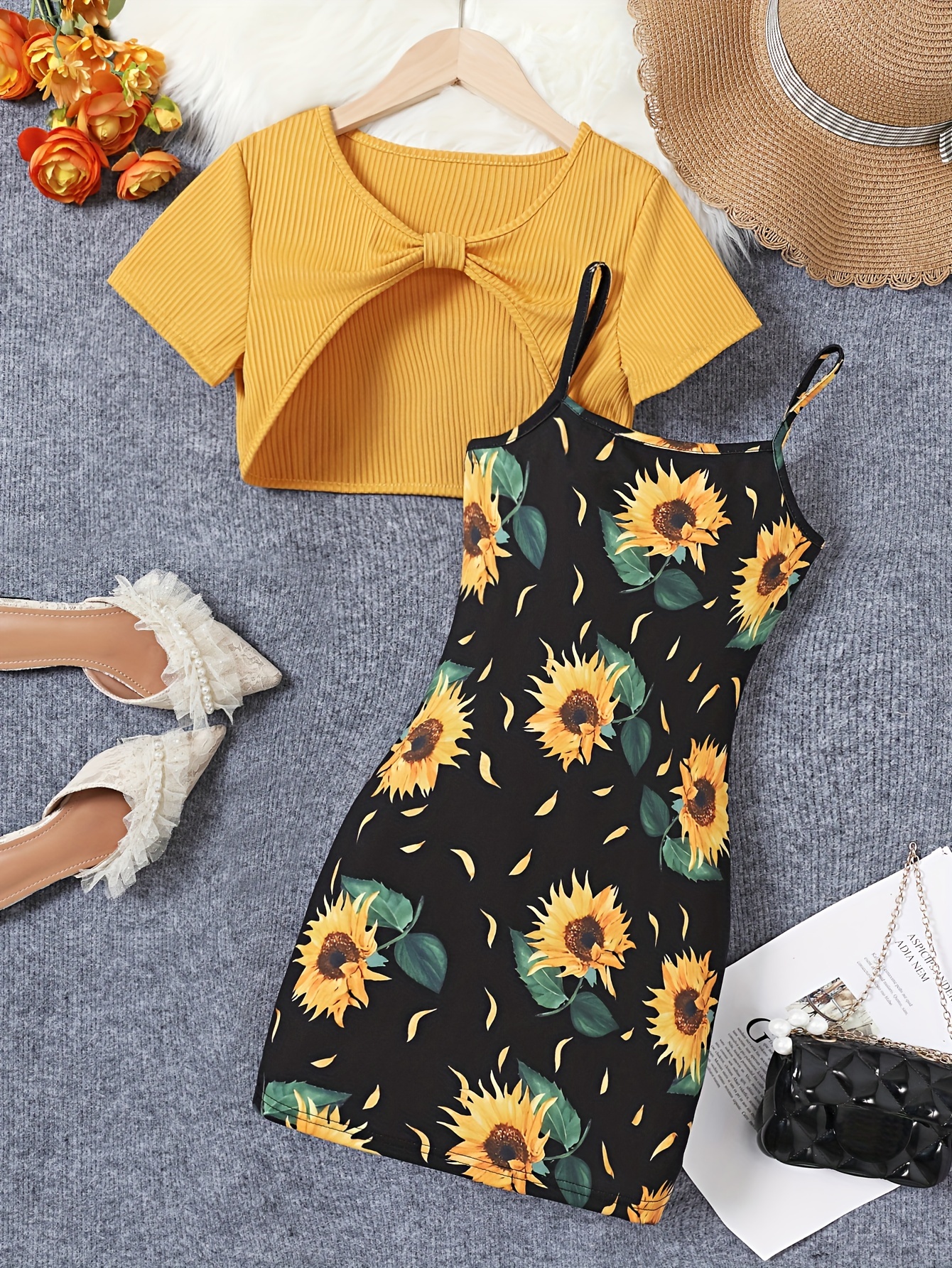 sunflower dress sold on Temu United States
