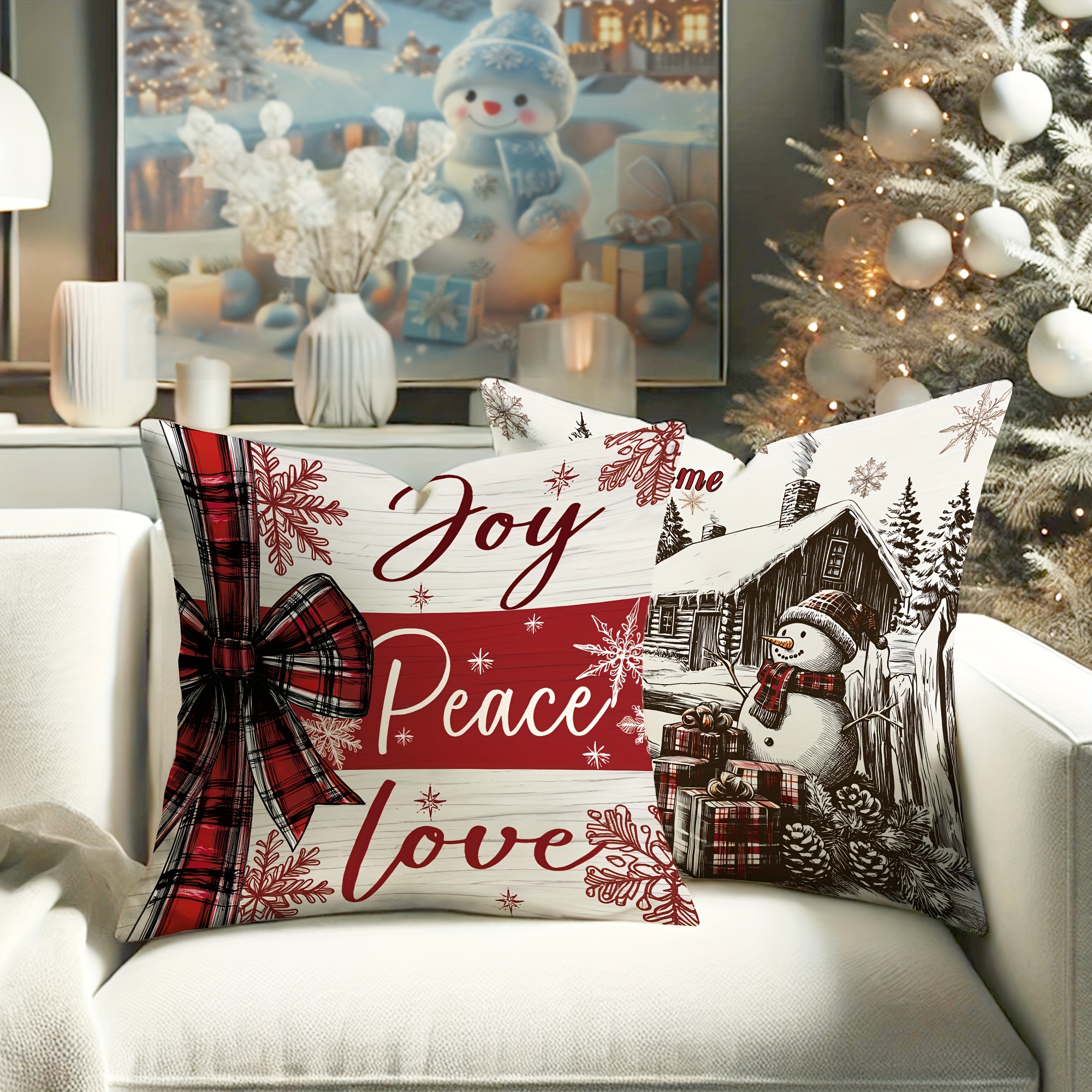 4pcs christmas decoration santa deer bow tree snowflake velvet - Main Image