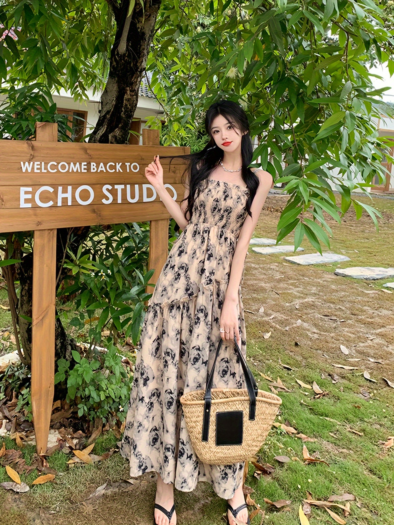 Casual Polyester Ditsy Floral Maxi Dress for Women - Shirred Slingback  French Waist-Cinching Elegant Long Gown with Strappy Back for  Spring/Summer/Fal casual polyester ditsy floral maxi dress women shirred - Temu