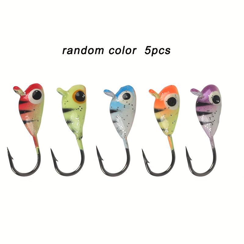 TEMU 5pcs 1.45g Mini Lure Ice Fishing Hooks, -shaped Fake Hook Baits, Winter Fishing Hooks, Micro Fishing Raft Hooks, Ice Fishing Hooks, Fishing