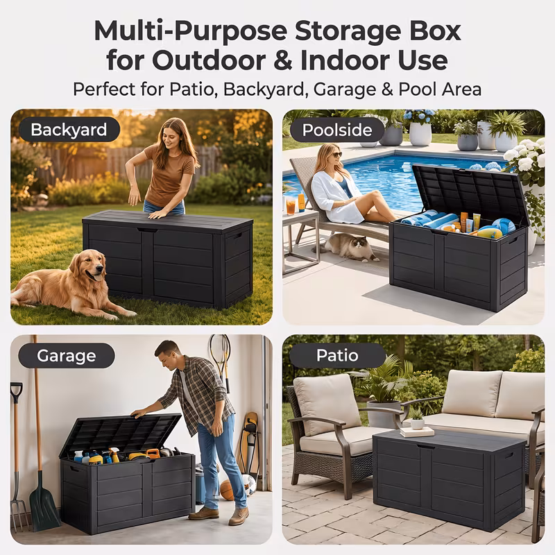 75 Gallon Resin Outdoor Storage Deck Box with Handles