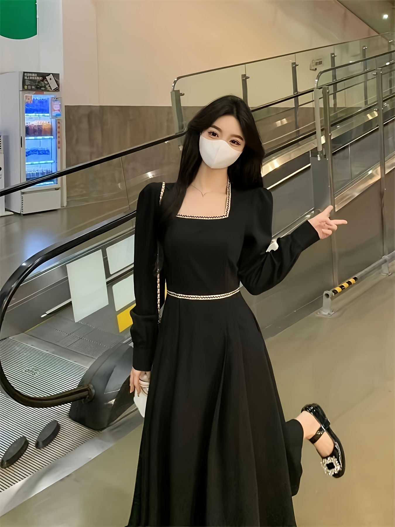 chinese dress ladies Black Boho Lace Maxi Dress – V-Neck A-Line Ankle Length Dress in Black | Women's Boho Fashion | XL main image 1