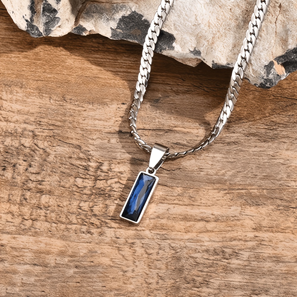 Image of 1pc Geometric Pendant Necklace, Steel Hip-hop Men's Necklace, Adjustable Versatile Accessory, Exquisitely Polished, Wear-resistant And Fade-proof, An Ideal Gift