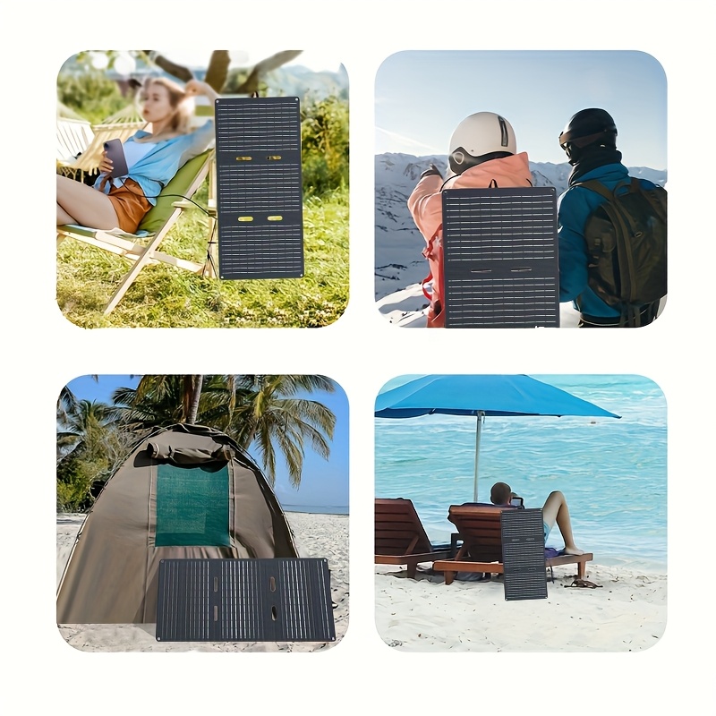 30w portable folding solar panel charger dual usb a usb c high single crystal silicon removable photovoltaic module solar powered charging for phones devices details 3