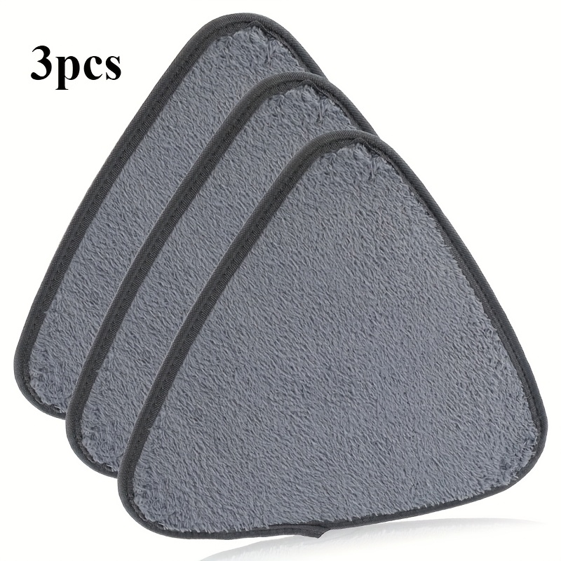Image of 3pcs Triangle Microfiber Mop Heads, Non-woven Polyester Cleaning Pads, Suitable For Living Room, Kitchen, Glass, Walls, Floors- Sweeping Cloths, Cleaning Supplies Accessories