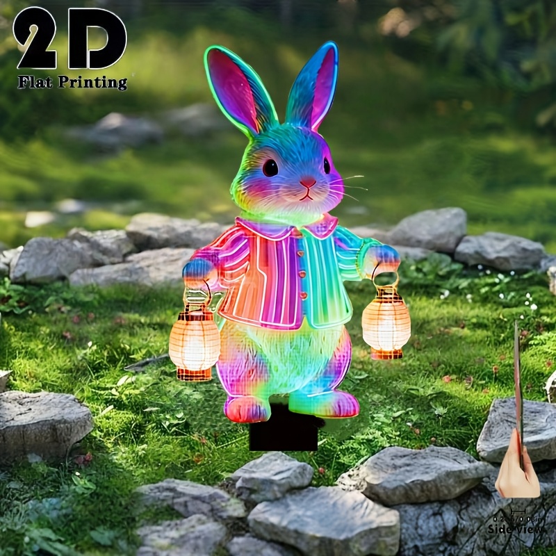 E-shop 2D Flat - 【2D Flat】 2D Flat - [2D Flat] 2D Plane . Hasen Leuchtlampe und -Ei Garten Dekoration Erdspieß, Outdoor Hof Garten Rasen Dekoration