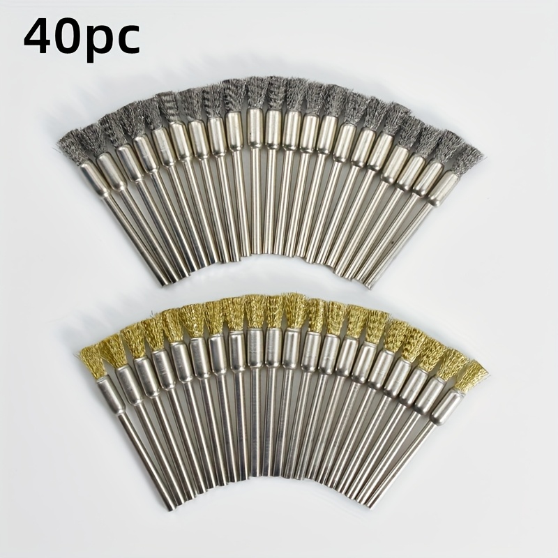 TEMU 20pcs/40pcs Wire And Wire Suitable For Rotary Tools, Ideal For Cleaning, Deburring, Polishing, And Featuring Durable Metal Bristles
