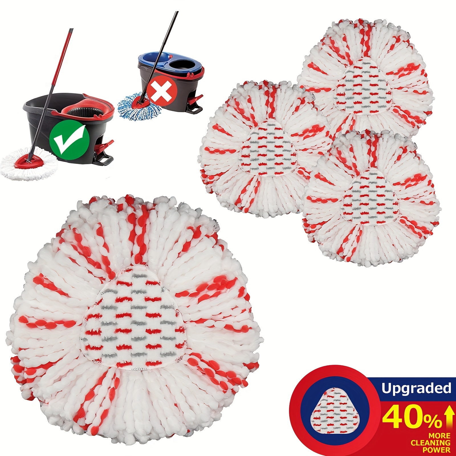 

4 Pcs Mop Head Replacements For Microfiber Rotary Mops, Mop Head Replacementscs
