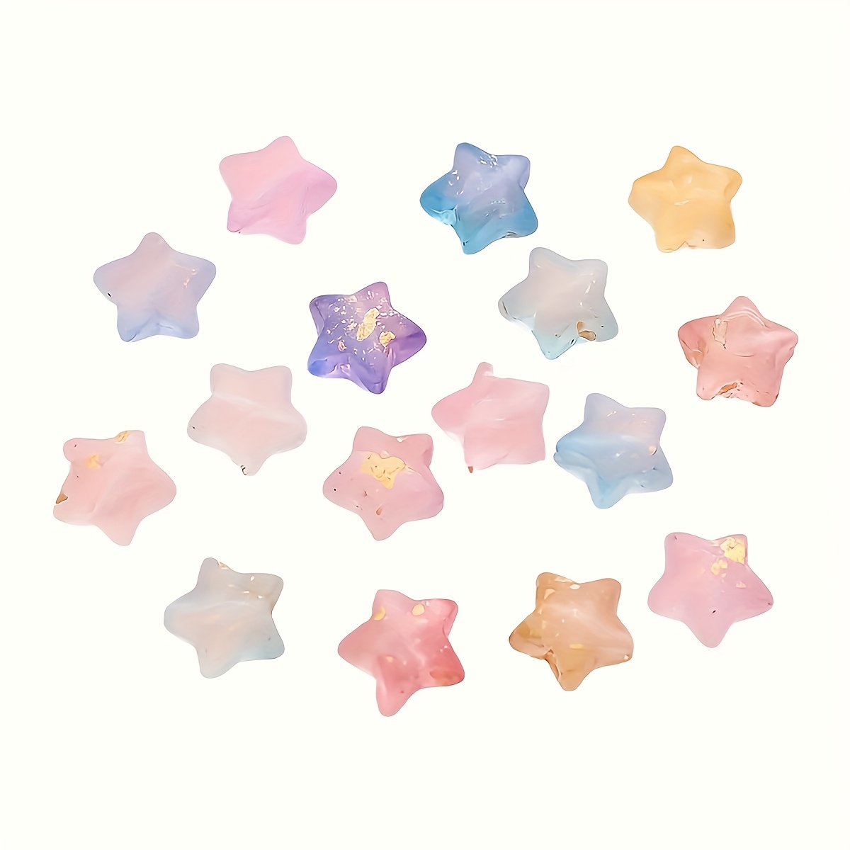 100pcs Random Mixed Color Frosted Star Beads for Jewelry Making