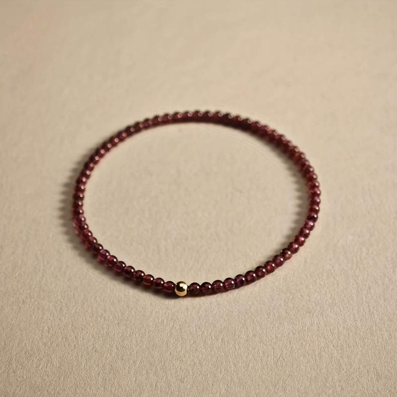 Natural Stone Birthstone Garnet 3mm Round Bead Stretch Bracelet: A Elastic Handpiece That Can Be Worn As An Anklet