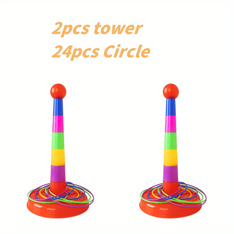 

2sets Set Tower Sleeve Circle Game Set, Festival Party Game Activity Throwing Ring Throwing Game, Fun Throwing Game For Multiplayer Interaction, Family Party Parent-child Interactive Toy Set