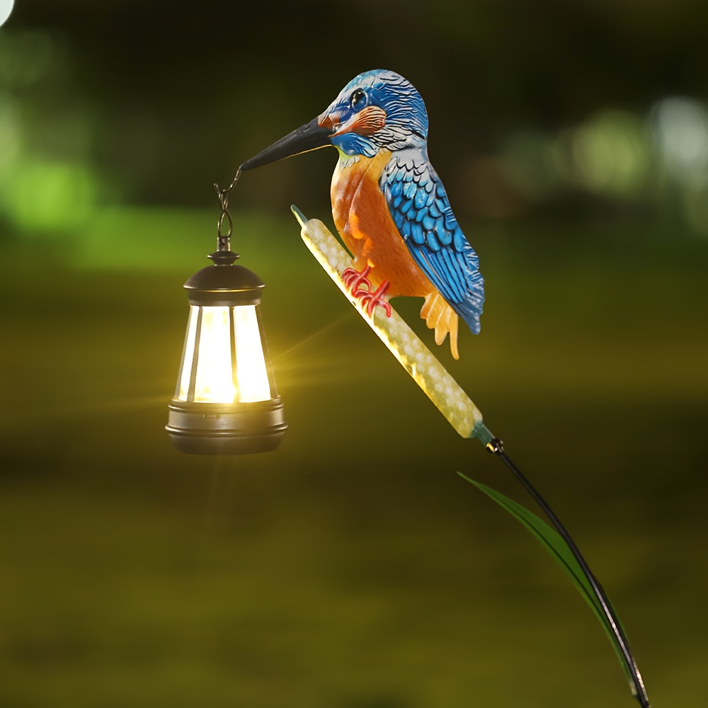 Image of Solar Powered Kingfisher Pendant Light | Vibrant Swaying Reed Design, Warm White Or Colored Led, Ideal For Garden, Lawn, Farm Pathway, Courtyard Decoration, Portable With Nickel Solar Battery