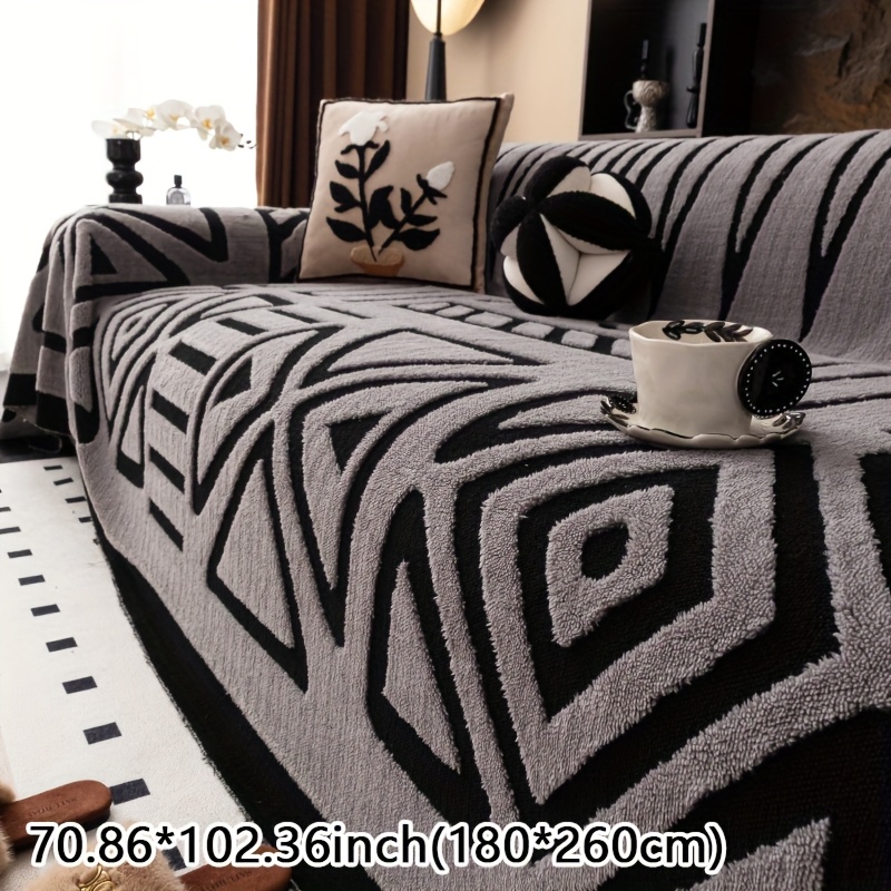 TEMU 1pc Short Plush Sofa Cover Towel, Suitable For , Simple And Modern, With Thick Plush Delicate And Soft, By Dogs, Pet Friendly Living Room And