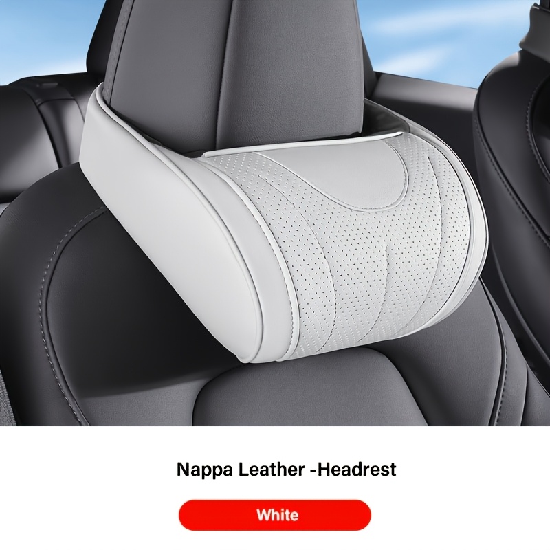 TEMU Luxury Leather Car Headrest - Ergonomic Neck Support, Breathable And Soft, Universal Fit For Most Vehicles, Comfortable Interior Accessory