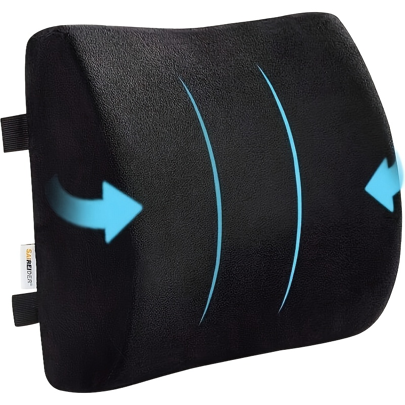comfortable office chair lumbar support pillow back cushion suitable for car gaming chairs home use relief posture   dual adjustable straps black Product details 3