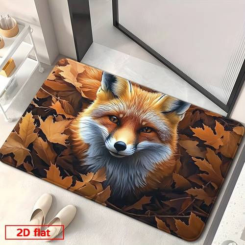2d flat 2d flat printed 1pc bathroom mat autumn fox door mat non slip machine washable mat with realistic fall for bathroom bedroom living room entrance vibrant autumn hom 2d flat