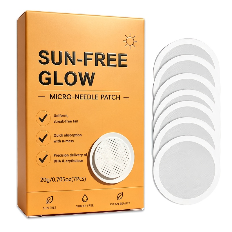 7pcs/box Rozino 7pcs Suitable For Skin Types Microneedle Self-tanning Patches - Instant , Long-lasting Bronzer & Wheat-, -free Suitable For , For Spot-on Application For Collarbone, Shoulders, Legs