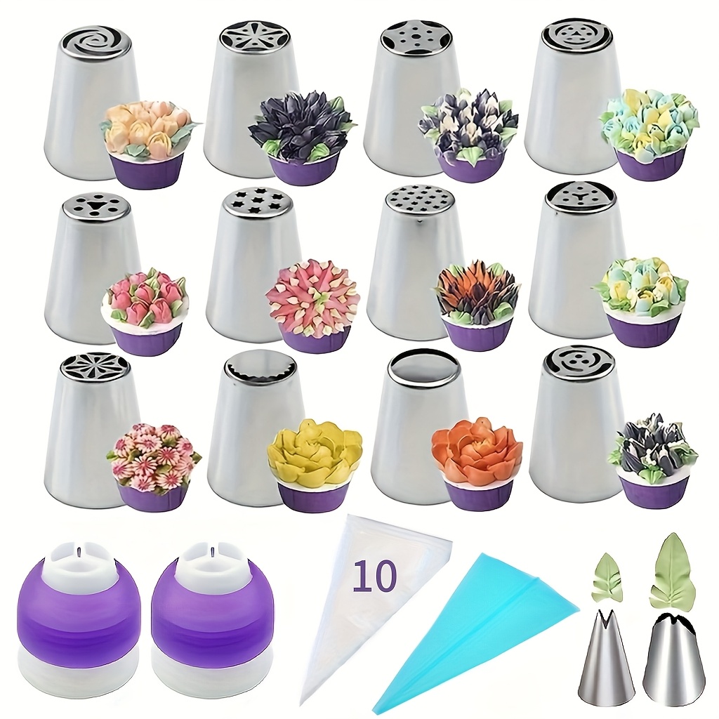 27pcs Piping Nozzle Set, Stainless Steel Pastry Tips Collection - Cake Baking Tools, Stainless Steel Nozzles