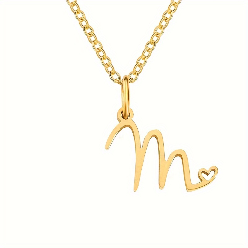 26 English Alphabet Short Clavicle Chain, 26 Handwritten Letters Love Pendant Stainless Steel Necklace, Suitable For Women' Wear