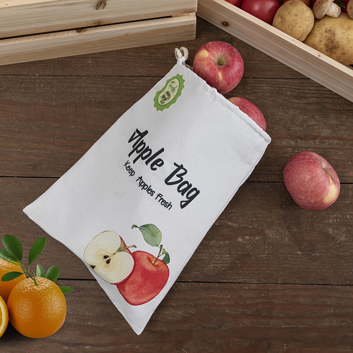E-shop Obstaufbewahrungsbeutel, Frischhaltebeutel für Obst, Haushalts-Küchen-Obstbeutel, - Orangen-Verpackungsbeutel. Zugbandverschluss,
