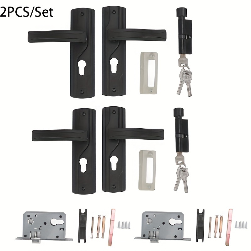 TEMU 2pcs Door Handle Sets, Door Knob Lock With Keys Front Door Lock Handle Sets Steel Universal Door Set For Office Apartment Bedroom - With A Large