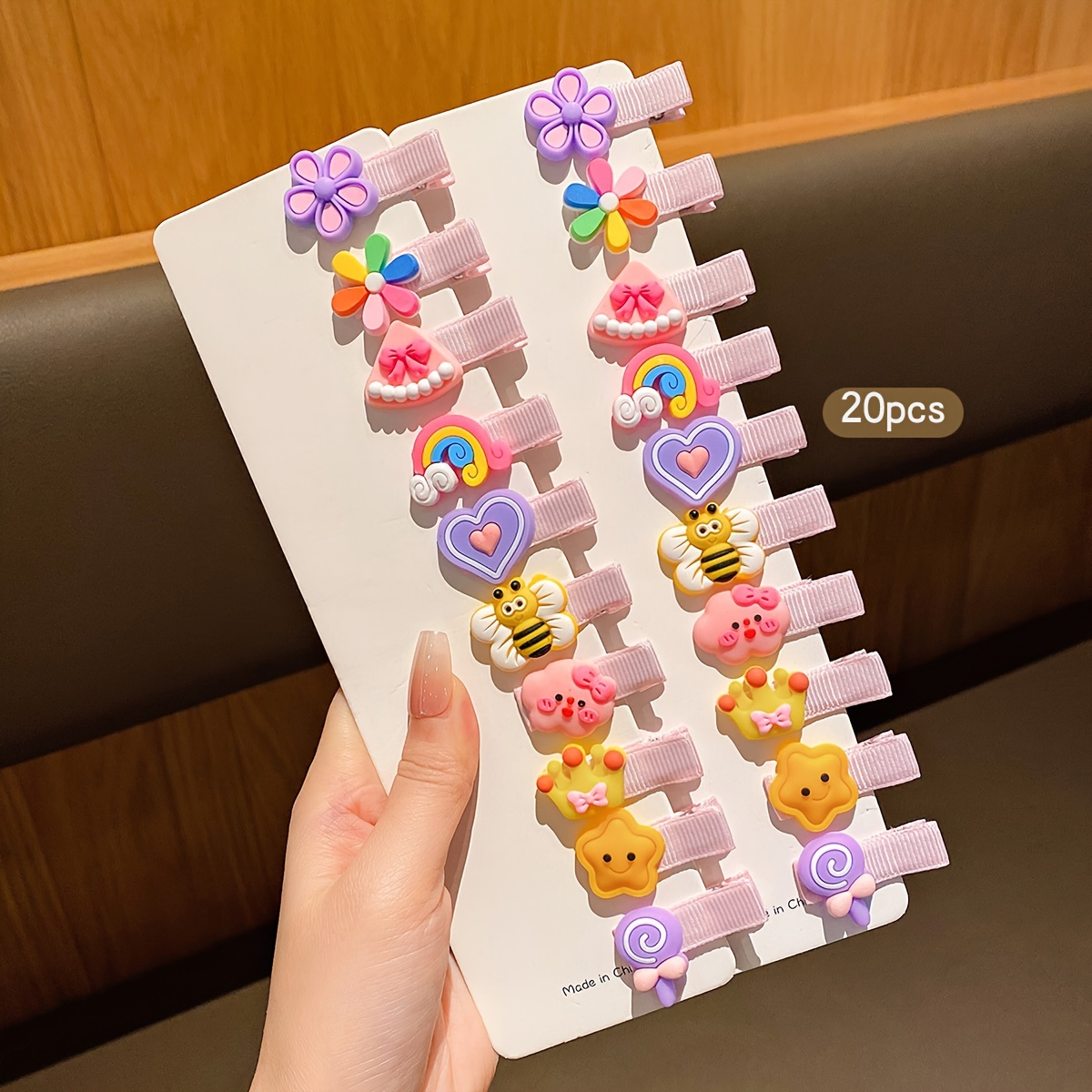 

20pcs Cartoon Hair Clips For Girls - Assorted Colors, Casual Attire